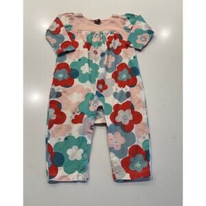 Tea Collection Floral Outfit Baby Girl Size 6-12 Months Colorful Bright Cotton